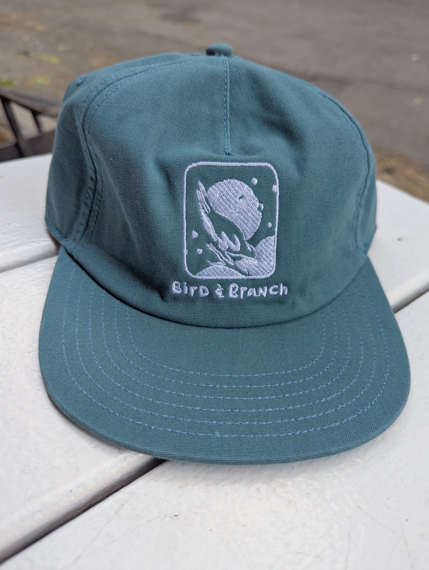 Teal cap with the "Bird & Branch" logo